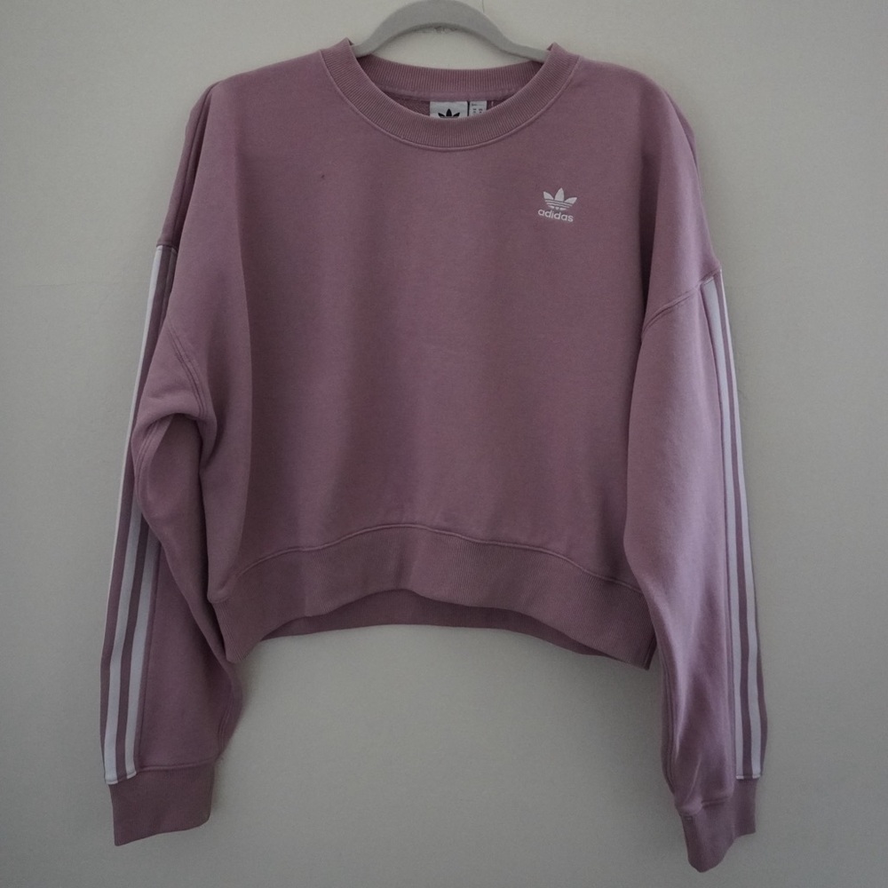 adidas Originals adicolor 3 stripe sweat in mauve - Picture 10 of 11